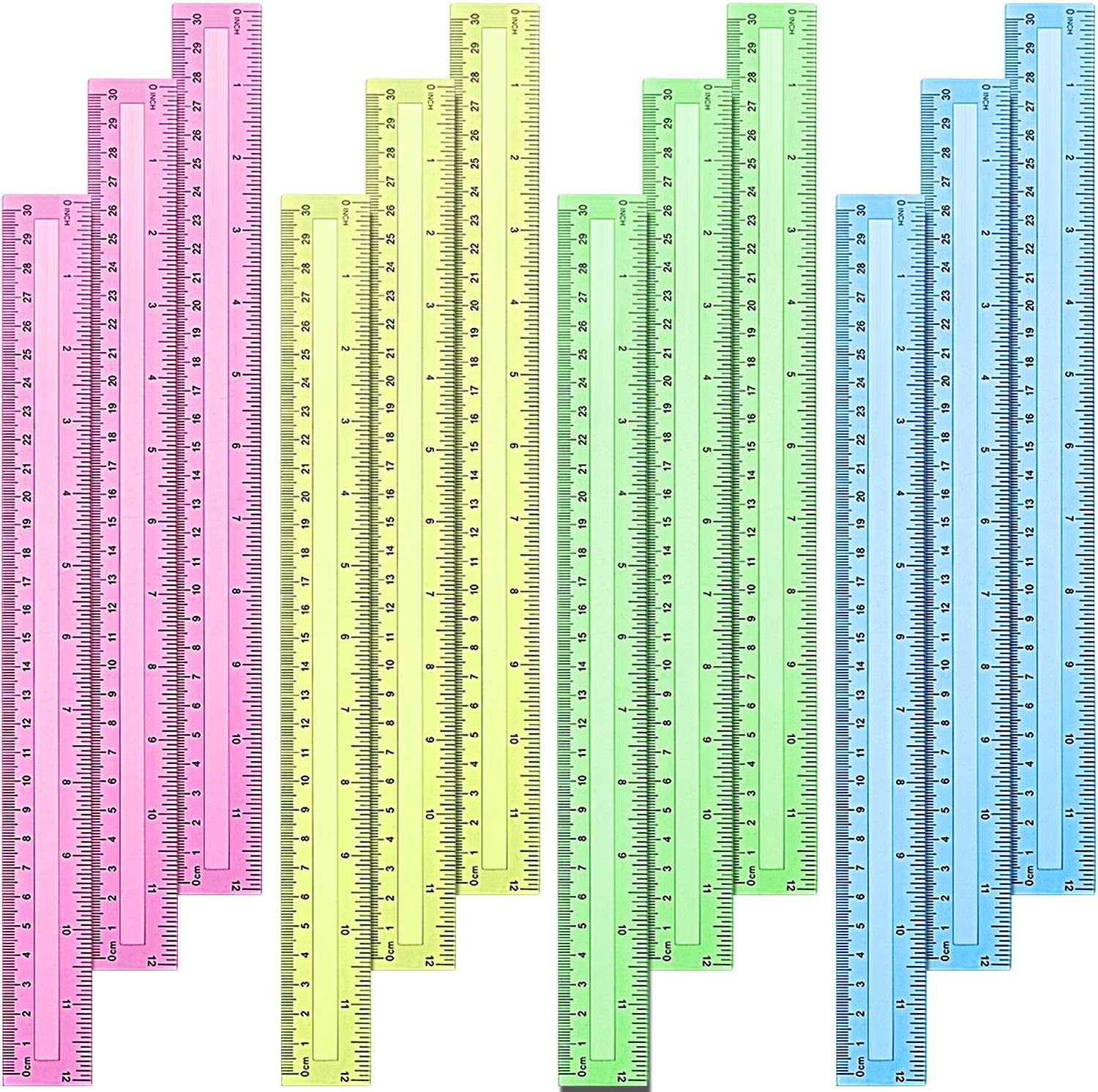 HCXIN Color Rulers 12 Inch Plastic Rulers Straight Ruler Office Rulers School Rulers Flexible