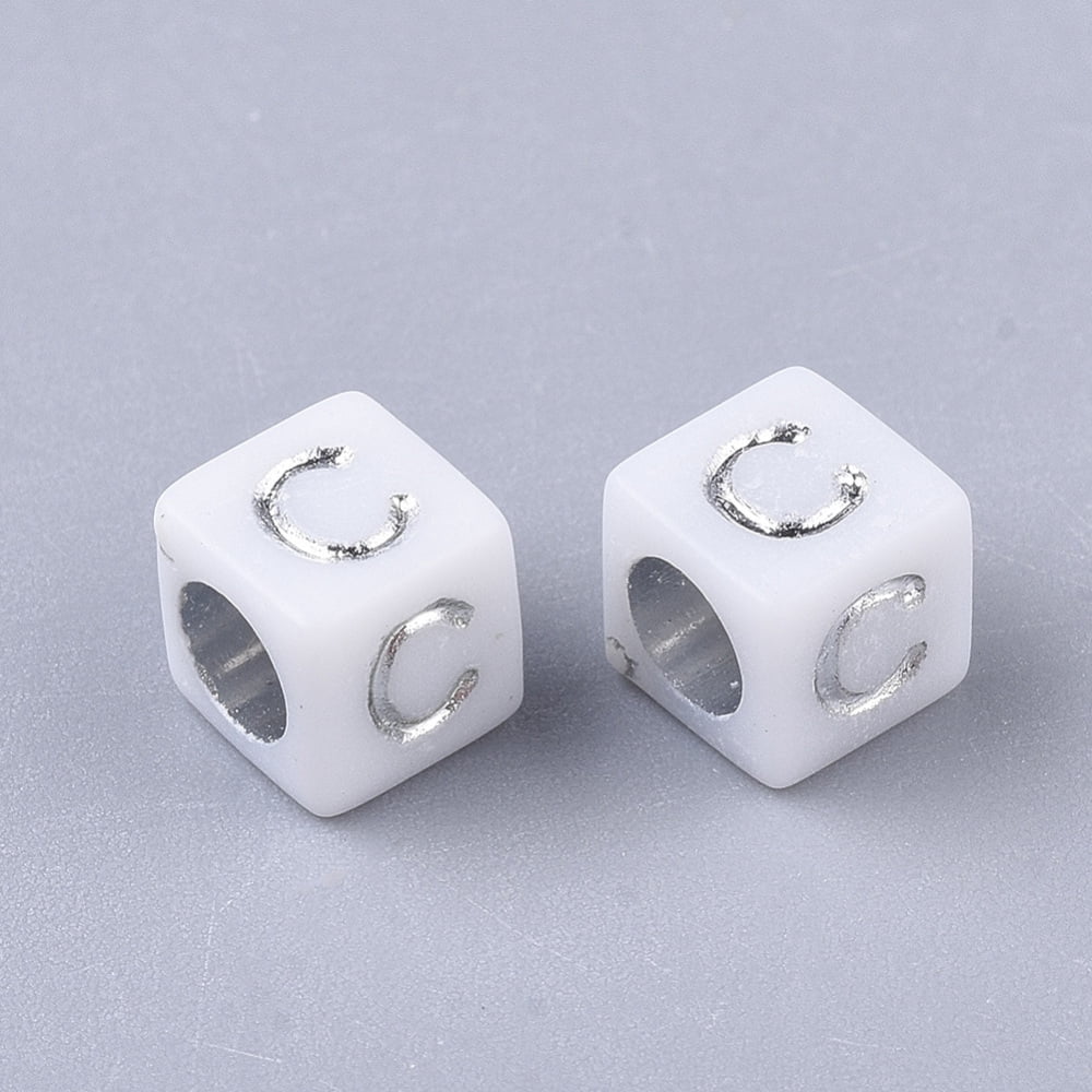 Plated Acrylic Beads Horizontal Hole Cube with Random Initial Letter Mixed Color 6x6x6mm Hole: 3.5mm about 3270pcs/500g DIY
