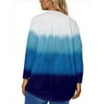 thumbnail image 4 of Abcomgle Plus Size Tops for Women 4x-5x Trendy Crew Neck T Shirts Gradient Graphic T-Shirt Long Sleeve Tunic Tops Curved Hem Casual Blouses,XL, 4 of 5