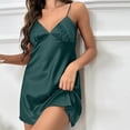 thumbnail image 4 of Womens Sleepwear Satin Nightgown V Neck Silk Nighty Sleeveless Nightwear Short Nightdress, 4 of 5
