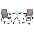 thumbnail image 1 of Ensemble Bistro Pliant pour l'Extérieur, Table et Chaises de Patio avec Dossier Inclinable et Table à Manger Ronde, Brun, 1 of 7