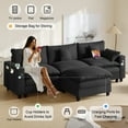 thumbnail image 4 of Ucloveria 116.5" L-Shaped Modular Sectional Couch With Ottoman, Cup Holders & Charging Ports - Chenille Cloud Couch, 4-Seat Deep Seat Sofa For Living Room, Apartment,Black, 4 of 8