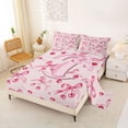thumbnail image 2 of Manfei Coquette Cherry Bow Bed Sheets For Girl,Pink Initial Letter C Monogrammed King Sheets,4pcs, 2 of 6