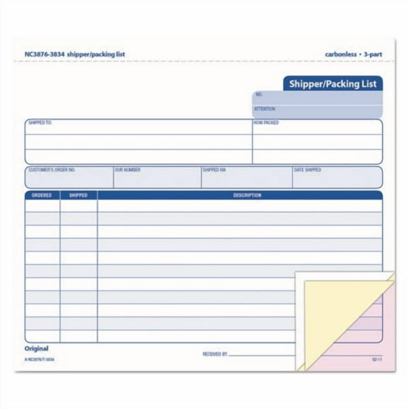 Snap-Off Shipper/packing List, Three-Part Carbonless, 8.5 X 7, 1/page, 50 Forms | Bundle of 2 Packs