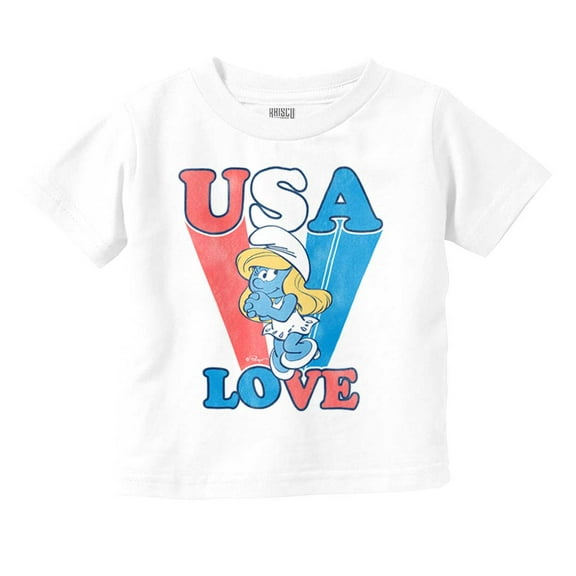 Vintage Smurfette Cartoon USA Love Youth T Shirt Tee Girls Infant Toddler Brisco Brands 4T