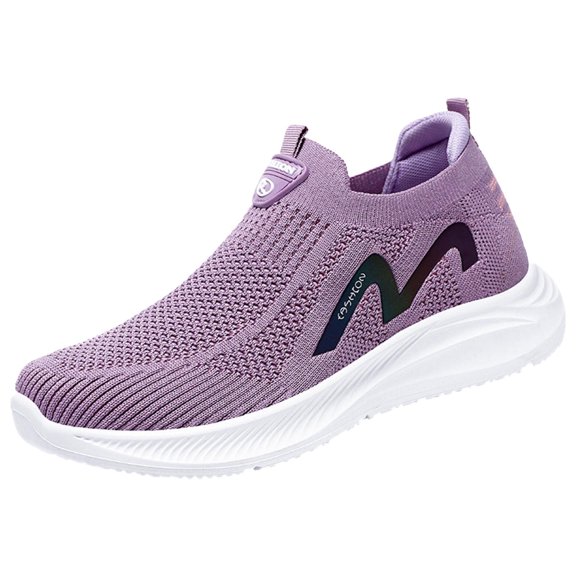 NOKIO Women's S𝗅ip On Sneakers Lightweight Soft Sole Shoes Breathable Fly Woven Mesh Sneakers Laceless Hands-Free Running Shoes Comfortable Athlet𝗂c Shoes Casual Fashion Non-S𝗅ip Walking Shoes