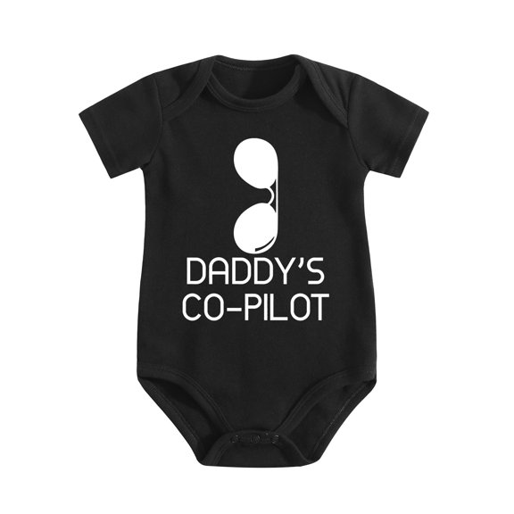 Daddy's Co-Pilot Baby Bodysuit Funny Cute Infant Newborn Coming Home Outfit Boys Girls Black-style 6-9M