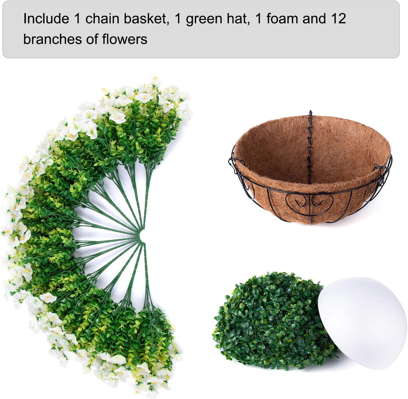 Artificial Fake Hanging Plants Flowers Basket for Outdoor Spring Decoration, Faux Silk Purple Morning Glory Eucalyptus Realistic UV Resistant for Outside Home Porch Patio Balcony Decor