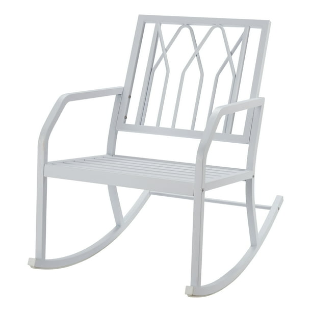 Mainstays Marna Outdoor Metal Rocking Chair, White