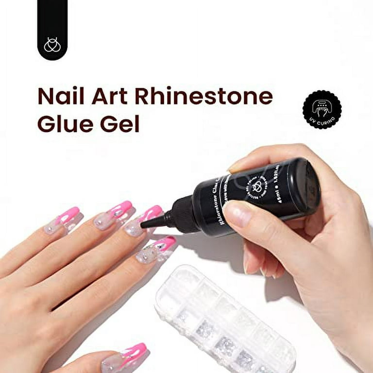 Beetles 45ml 1.52oz Rhinestone Glue for Nails, No Brush Needed, Clear Super Strong Adhesive Nail Art Glue Gel for Nail Glitter Diamonds Jewels Beads