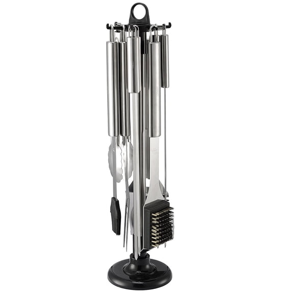 Cheer Collection 10 Piece Stainless Steel BBQ Set with Carousel