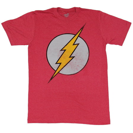 Flash (DC Comics) Mens T-Shirt - Distressed Classic Large White Bolt Logo