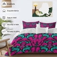 thumbnail image 3 of 3 Piece Pink Turquoise Abstract Duvet Cover Set Full Size,Microfiber Comforter/Quilt Cover with Corner Ties and 2 Pillowcases,Ethnic Modern Geometric Aesthetics All Season Bedding with Zipper Closure, 3 of 8