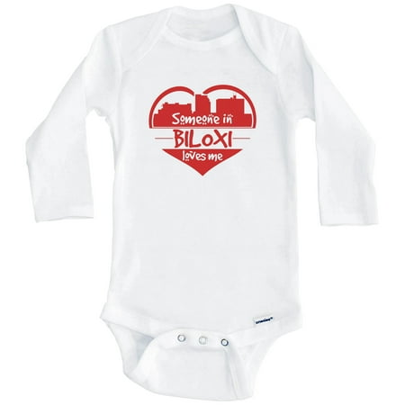 

Someone in Biloxi Loves Me Biloxi Mississippi Skyline Heart One Piece Baby Bodysuit (Long Sleeve) 0-3 Months White