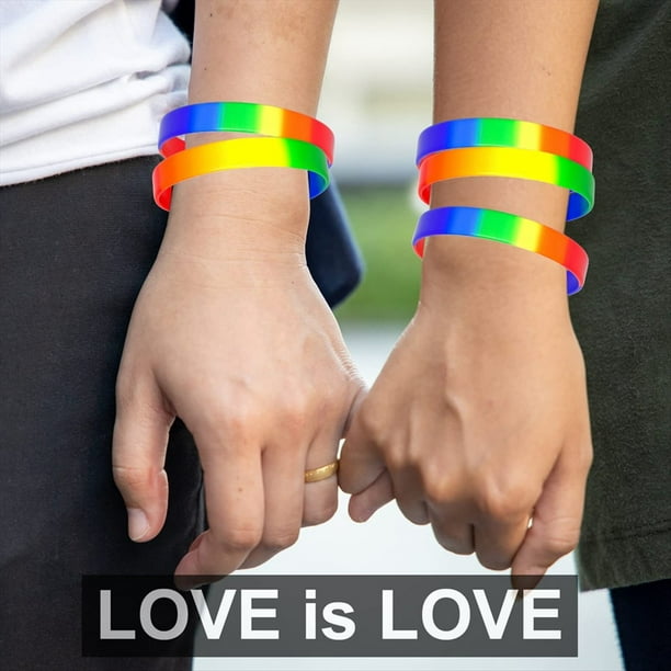 Lote De 100 Pulseras De Silicona Arcoíris | Pulseras Del Orgullo LGBTQ+ | Accesorios Y Decoración Para Fiestas Y Eventos