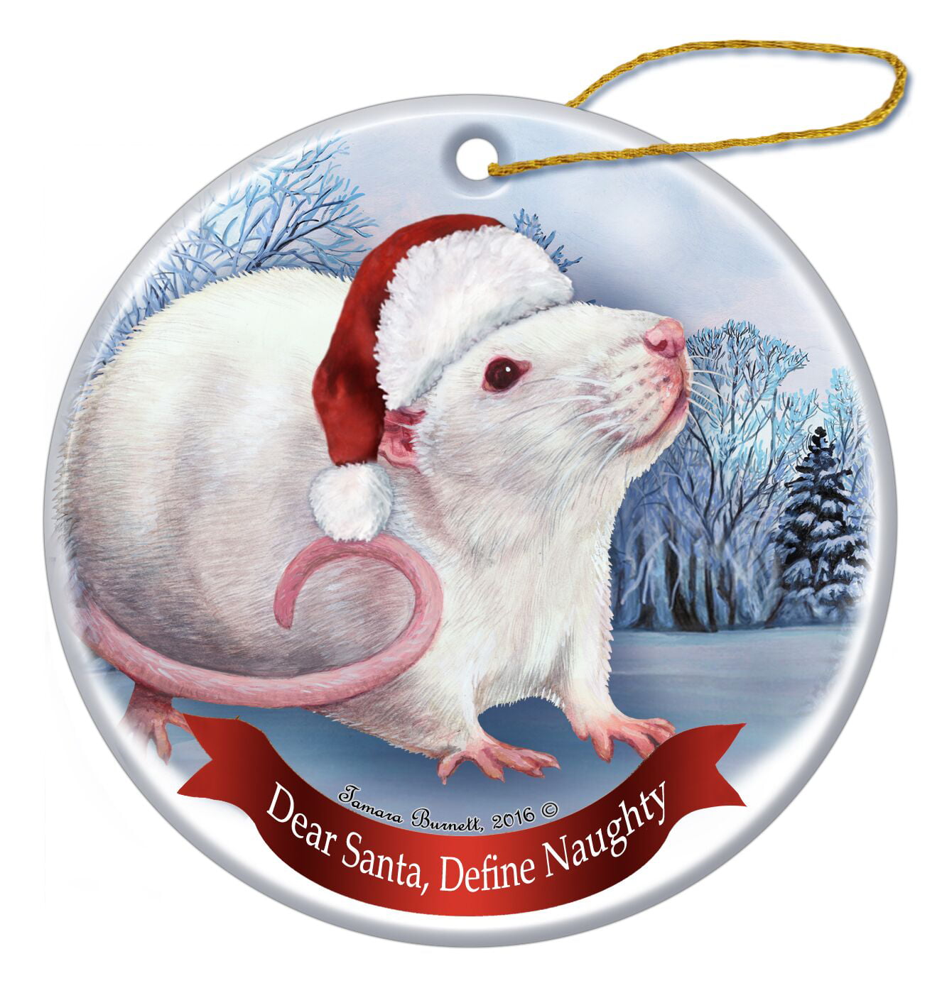 I Can Explain!' Rat Beige Solid Porcelain Ornament Pet Gift 'Santa 