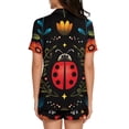 thumbnail image 3 of Garronmavis Ladybug Pajamas for Women Set 2 Piece PJ Soft Comfy Lounge Sets T-Shirt & Sleep Shorts Loungewear Set with Pocket, Black, 3 of 7