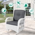 thumbnail image 5 of VIVIJASON 2-Piece Outdoor White Wicker Glider Rocking Chair, Patio Rattan Swing Glider Chairs with Cushions & Steel Frame, All-Weather Gliding Lawn Wicker Furniture for Garden Backyard Porch, Grey, 5 of 7