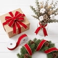 thumbnail image 4 of JeashCHAT Red Velvet Christmas Ribbon Roll, Decorative Wired Ribbon for Gift Wrapping, Christmas Tree Wreaths Decorations, Bow Making, 1.57 Inch x 9.84 Yards, 4 of 5
