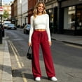 thumbnail image 6 of Ozmmyan Womens Wide Leg Sweatpants High Elastic Waisted Drawstring Loose Casual Pants with Pockets Comfy Lounge Trousers for Fall, 6 of 8