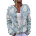 thumbnail image 1 of Jindong Women's Art Print Comfort Cardigan Button Christmas Cardigan, 1 of 4