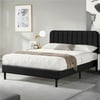 Queen Size Metal Platform Upholstered Bed Frame Mattress Foundation, Black, Full