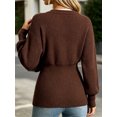 thumbnail image 5 of Deep V-neck Women Solid Button Down Slim Knit Cardigan Coat Sweater, 5 of 6