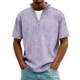 thumbnail image 2 of HomeDM Men's Short Sleeve Quarter Zip Shirts, Casual Solid Color Summer Basic Tee, Purple, 2 of 8