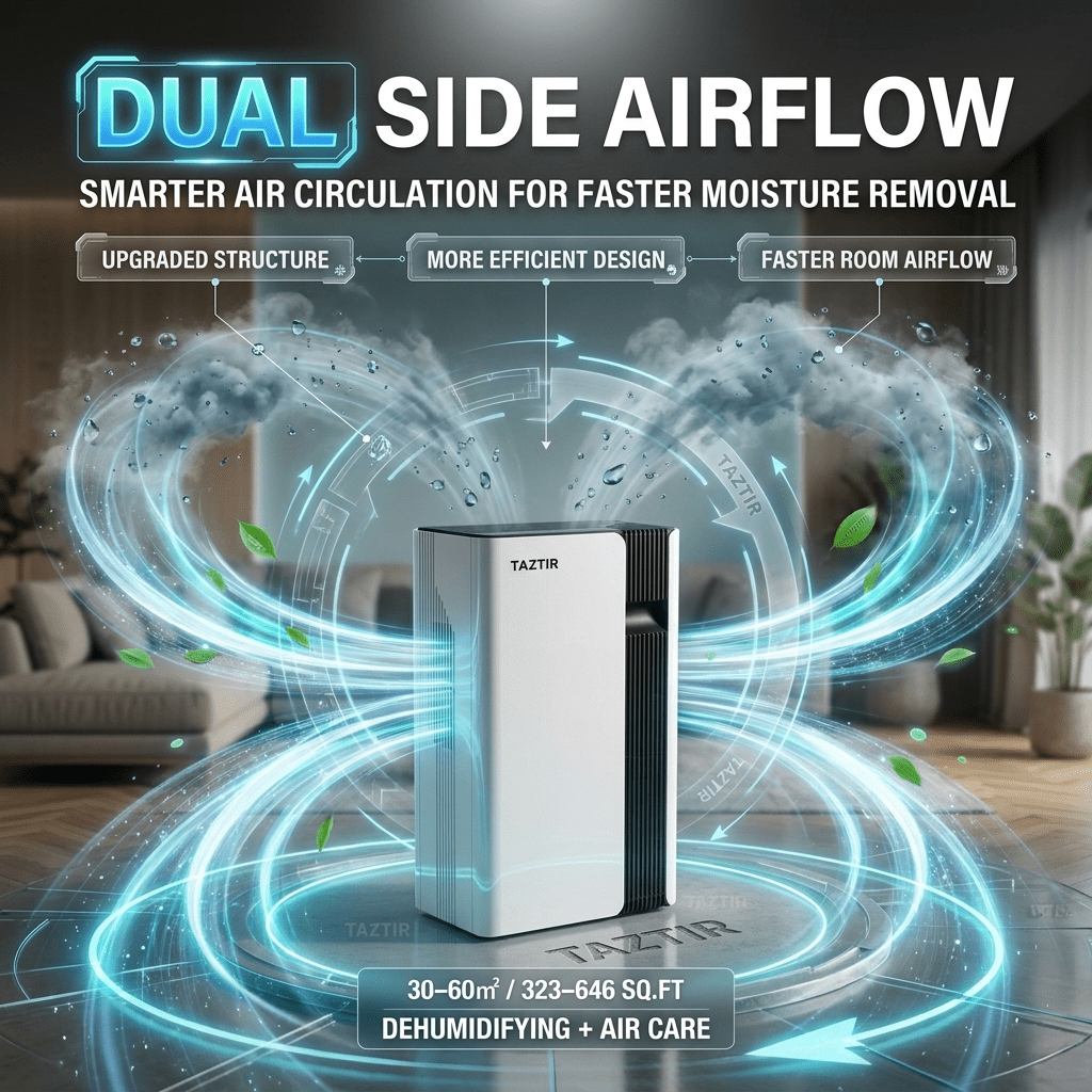 Quiet Dehumidifier For Bedroom 3L Tank, Up To 1500ML/Day Moisture Removal For Home, Basement Bathroom Living Room, 30-60㎡ Coverage, 2 Drainage Modes, Sleep Mode, Timer, Smart Touch Control