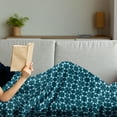 thumbnail image 3 of Retro Soft Flannel Fleece Throw Blanket, Vintage Geometric Arrangement with Rhombuses and Star Shapes Illustration, Cozy Plush for Indoor and Outdoor Use, 70" x 90", Dark Blue Pale Blue, by Ambesonne, 3 of 5