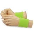 thumbnail image 3 of Couver Unisex Athletic Wrist Sweatbands 2-Pair Dual Layer Neon Nylon Neon Green, 3 of 8
