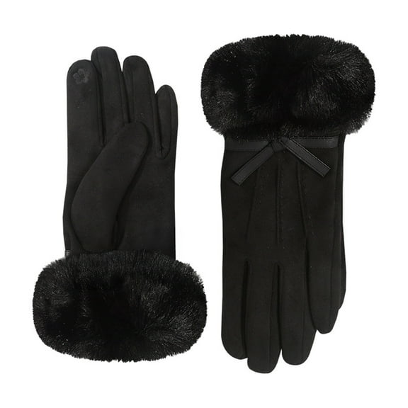 Winter Gloves for Women Touch Screen Cold Weather Thermal Warm Windproof Gloves Faux Fur Cuff Soft Fleece Lined Glove
