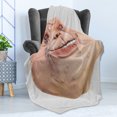 thumbnail image 4 of Humor Soft Flannel Fleece Throw Blanket, Ugly Forever Alone Rage Internet Meme Online Chat Communication Art Print, Cozy Plush for Indoor and Outdoor Use, 50" x 70", Tan and Peach, by Ambesonne, 4 of 5