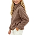 thumbnail image 5 of CYRBOKO Girls Fleece Jackets, Long Sleeve Zip Up Thermal Stand Collar Winter Outerwear Khaki Size 3-4 T, 5 of 5