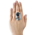 thumbnail image 2 of Women's Geometric Stone Fashion Stretch Ring, Large Gemstone, Clear/Silver-Tone, 2 of 3