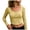 Yellow, variant on Women Sexy See Through Crop Top Sheer Low Cut Cap Short Sleeve Y2K Baby Tee Slim Fit Button Front Summer T Shirt (White, S)