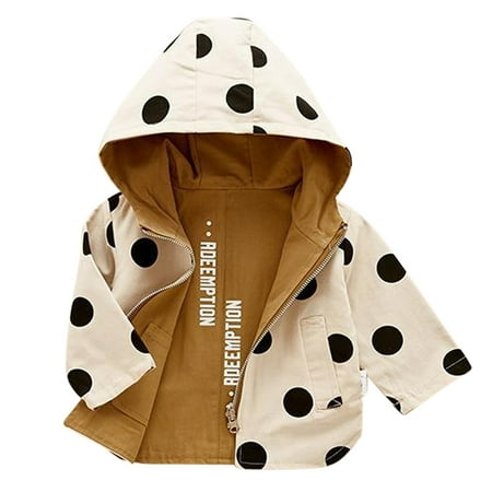 

nsendm Kids Toddler Baby Girls Boys Winter Warm Polka Dot Cotton Long Sleeve Hooded Clothes Coat Snow Jackets Kids Coat Khaki 12-18 Months