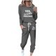 thumbnail image 2 of Puntoco Conjunto de pijama cómodo para mujer, con estampado de letras de invierno, cuello redondo, manga larga, pantalones, ropa informal para el hogar, 2 of 4