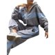 thumbnail image 2 of Conjunto Deportivo de Dos Piezas para Mujer: Sudadera con Cremallera, Pantalones de Chándal Anchos A Rayas en Contraste, Chándal de Viaje. Gris L, 2 of 7