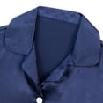 thumbnail image 6 of NIPAXO Girls Pajamas Set Short Sleeve Button-Down Solid Navy Blue Ruffle Shorts Satin Sleepwear for Kids, 6 of 8