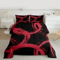 thumbnail image 2 of Homewish Red Black Graffiti Full Size Comforter Sets,Modern Abstract Geometric Bedding Comforter Set,Stripe Lines Circle Bedding Sets For Men Women,Ultra Soft Home Decor Reversible,3pcs, 2 of 8