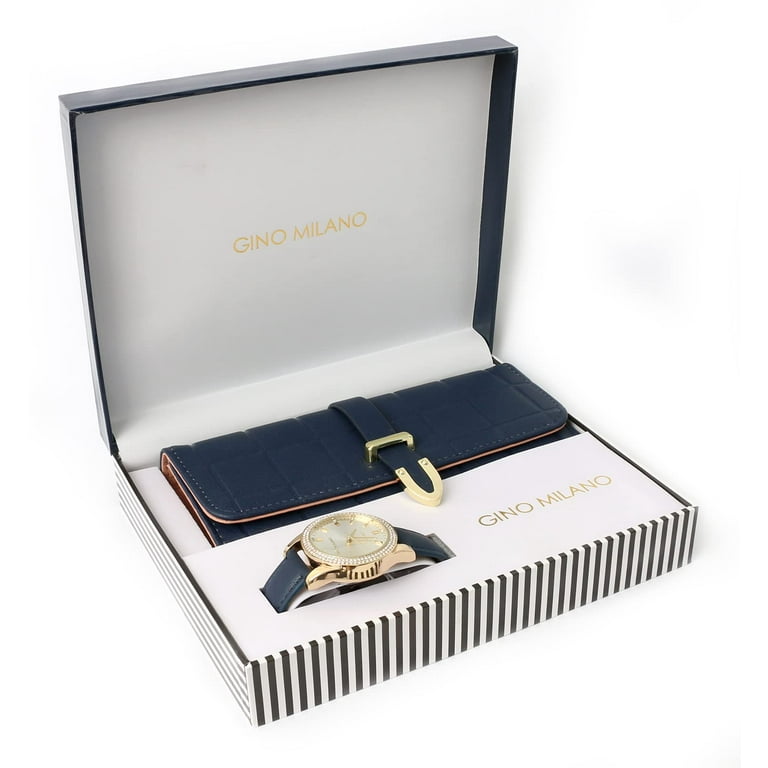 Gino Milano Women s Luxury Watch Matching Leather Wallet Set Elegant Gold Timepiece with Stylish Tri Fold Clutch Walmart