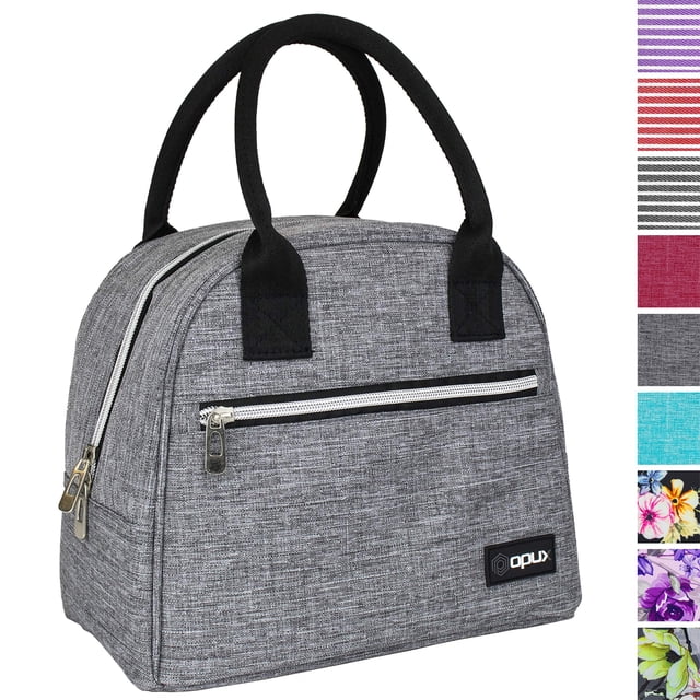 OPUX Boîte à Lunch Isolée pour Femmes / Sacs à Lunch pour Femmes, Filles, Adolescentes / Mignon Sac à Lunch Thermique Réutilisable pour Enfants, École, Travail, Bureau, Adultes / Contient 12 Canettes (Gris Chiné)