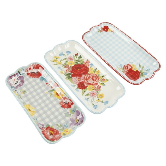 The Pioneer Woman Floral Medley 3-Piece Ceramic Serving Platter Set