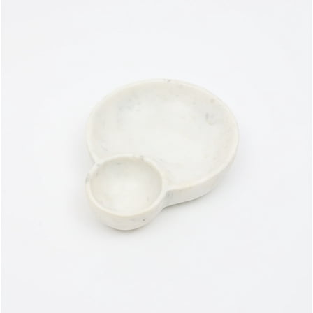 BIDK Home Marble Dip Bowl Platter - 8" - White