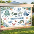 thumbnail image 3 of Under the Sea First Birthday Backdrop One-der the Sea Birthday Background Underwater World Turtle Happy 1st Birthday Party Decorations Supplies Cake Table Banner Photo Booth Props, 3 of 4