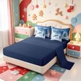 thumbnail image 3 of Manfei Winter Holiday 7-Piece Twin Bedding,Cartoon Xmas Christmas Tree Bedding Comforter Set,Navy Blue Reversible, 3 of 7