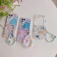 thumbnail image 4 of Clear Case for Samsung Galaxy Z Flip 5 with Wrist Strap, Fashion Flower Case Galaxy Z Flip 5, Hard PC Shockproof Case Galaxy Z Flip 5 5G, 4 of 5