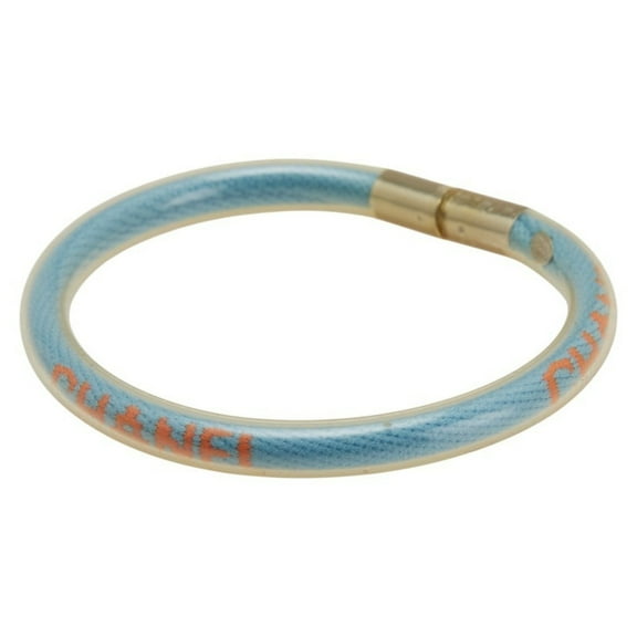 Pre-Owned CHANEL Sport Line Logo Tube Bracelet in Blue Gold with Vinyl Plated, Women's