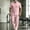 #0302-Pink, variant on Ceisia Men's Linen Blend Henley Short Sleeve Shirt And Elastic Waist Pants 2 Piece Outfit Black L Gift